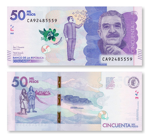 Billete De Colombia $50,000pesos Gabriel García Márquez 2018