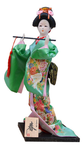 Elegante Escultura De Muñeca Geisha Japonesa Para