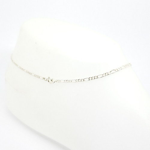 Pulsera De Tobillo De Plata 925 Tejido 3-1 De 27 Cm A 30 Cm Diámetro 8 Cm Largo 28 Cm