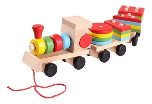 Tren Didáctico Arrastre Madera Montessori Niños