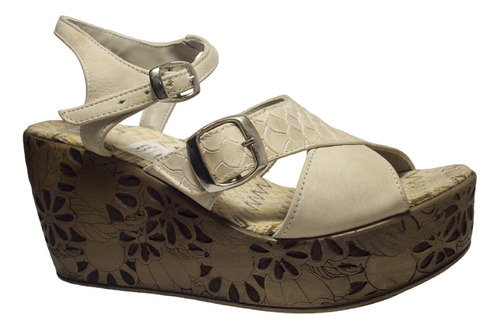 Sandalia Lady Skay 4326 Tira Cuero Vacuno Base Grabada Flor