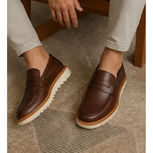 Mocassim Social Loafer Masculino Couro Oxford Masculino