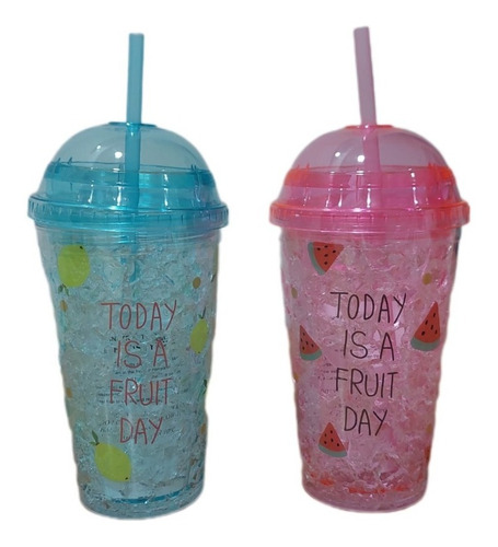 Vaso Con Pitillo Frosty Mug Escarchado Fruit Day