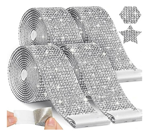 4 Rollos De Tiras Autoadhesivas De Diamantes De Imitación, C