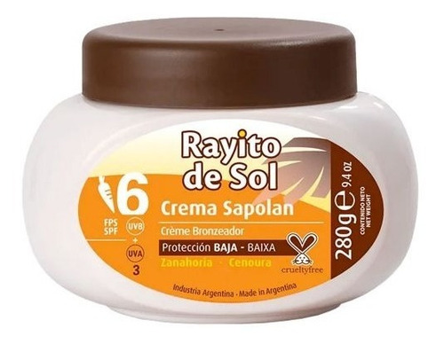 Crema Bronceadora Sapolan Zanahoria Rayito De Sol X 280 G