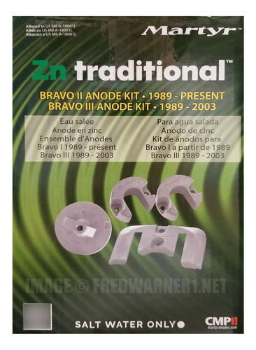 Anodo Canadiense Metales-martir Kit M Crusr Bravo 2&3 Zinc