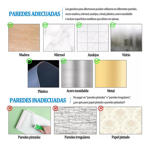 6 Ganchos Adhesivos De Acero Inoxidable Para Baño O Cocina