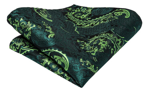 Kit Gravata Executiva Seda Verde Classica +lenço Abotoaduras Comprimento 150 Cm Cor Verde-escuro Desenho Do Tecido Trabalhada