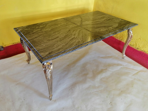 Mesa De Centro Antigua France 1950 En Bronce Y Mármol