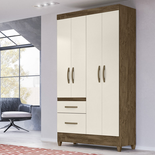 Guarda-roupa Solteiro 4 Portas 4 Gavetas E Pés Sobral Eawt