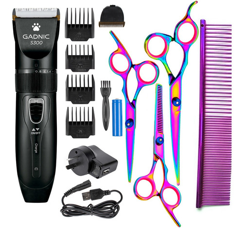 Imagen 1 de 10 de Kit Cortadora Pelo Perros + Tijeras Caninas Con Estuche Pro