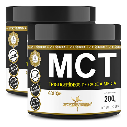 2 Potes Do Mct Gold 100% Puro Sports Nutrition Tcm C8 E C10 Low Carb - 200g Sem sabor
