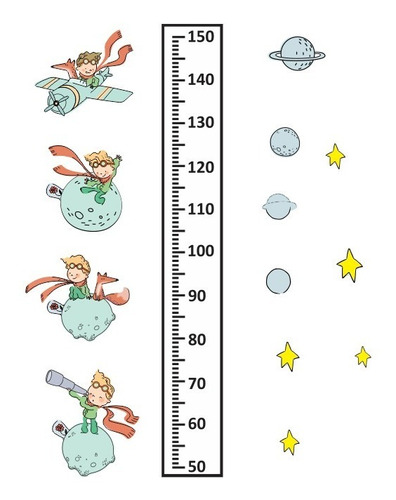 Medidor Infantil Estatura El Principito - Regla 1m Alto