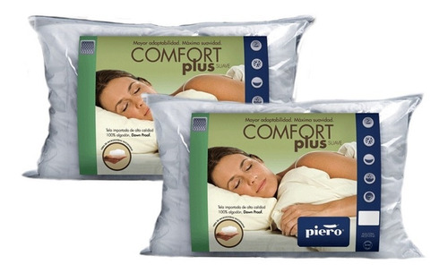 Imagen 3 de 10 de Combo 2 Almohadas Piero Comfort Plus Suave 70 X 50 Lavable
