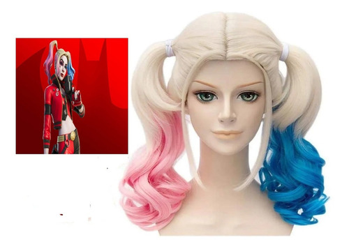 Peluca De Harley Quinn Tamaño De La Base Unico Tono Rubia