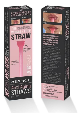 Sin Arrugas Antienvejecimiento Extra Largas 2 Pajitas Rosa
