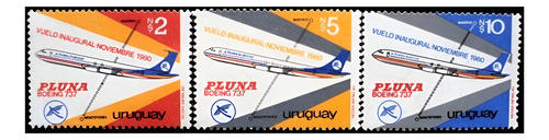 1o Vuelo Pluna A Madrid - Uruguay - Serie Mint - Yv 1077-79