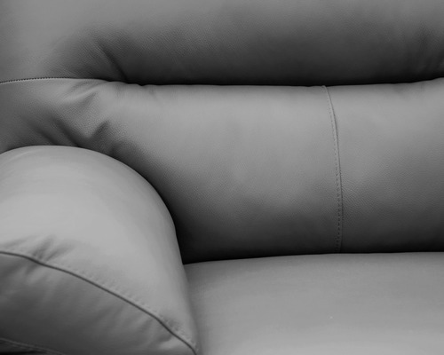 Sofa De Piel Genuina Isabela - Confortopiel Color Gris Oxford