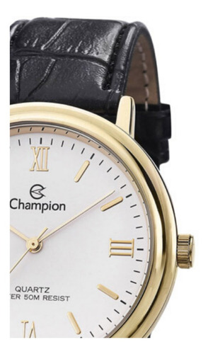 Relogio Masculino Dourado Champion Pulseira Couro Original