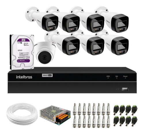 Kit Intelbras 7 Vhd 1220b F. Color,1 Vhd 1220 Mic Dvr 1208