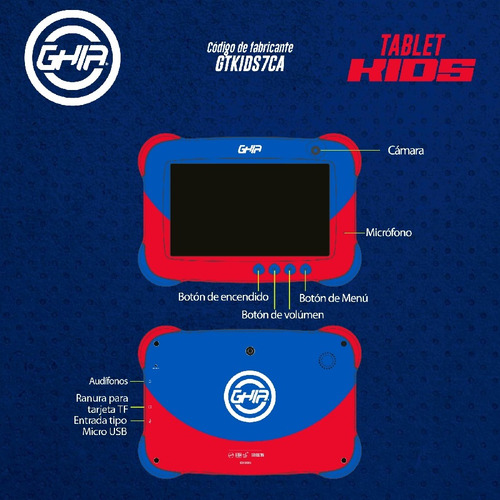 Tableta Ghia Kids Capitán América Uso Rudo Azul/rojo