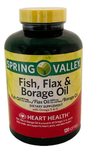 Fish, Flax / Borage Oil 800mg 120softgels Spring Valley