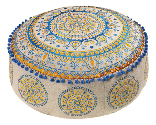Mandala Life Art Funda Otomana Azul De 24 X 8 Pulgadas, Puf