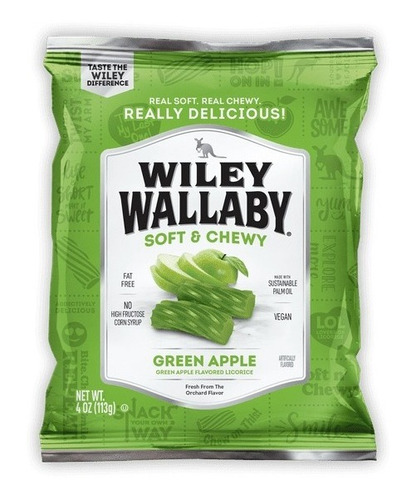 Dulces Regaliz Veganos Manzana Verde Wiley Wallaby Licorice