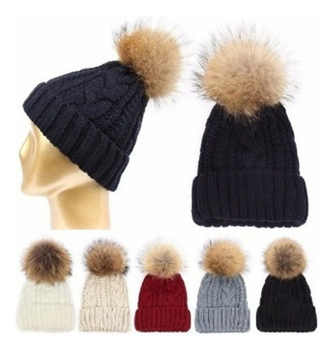 Gorro Unisex Con Pompon Bola Fashion Frío En Lana Fina