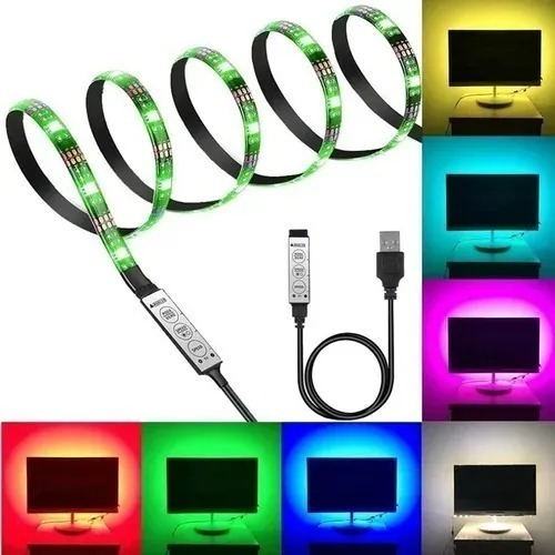 Tira Led Para Tv Lcd Monitor Multicolor Rgb Usb Con Control 