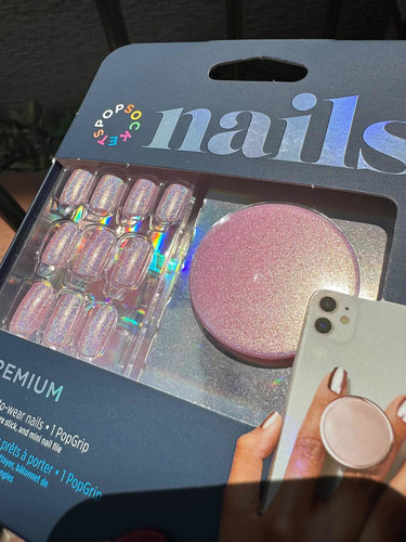 Pop Socket + Uñas Postizas. Pop Grip Rainbow Flare Original