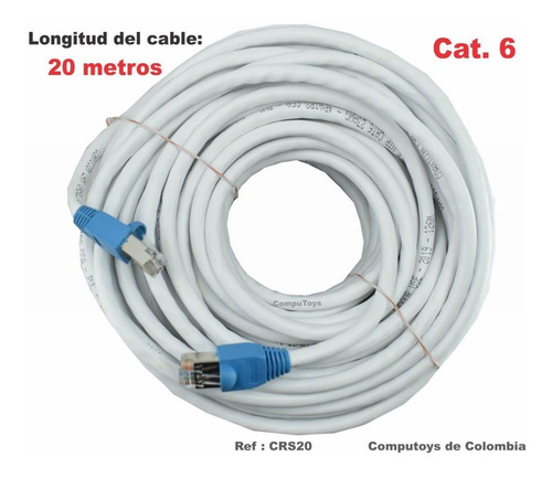 Imagen 1 de 6 de Cable De Red Utp Rj45 Cat.6 20 M Ref: Crs20 Computoys Sas