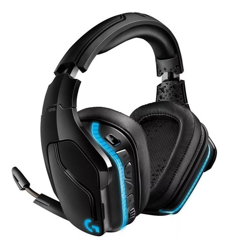 Fone de ouvido over-ear Logitech G Series G935 com bluetooth, cor preto e azul.