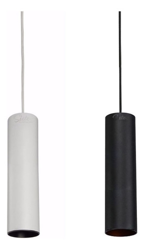 Lámpara Plafón Colgante 1 Luz Led 7w Moderno Minimalista Deco Cilíndrico En Aluminio Con Cable De Tela Completo