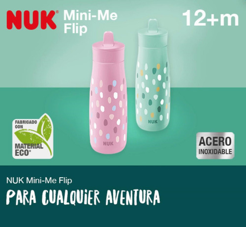 Vaso Nuk Mini Me Flip 450 Ml Con Tapa 2 En 1 Color Verde