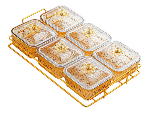 Platos Para Servir, Recipiente Para 6 Cuadrícula De Oro