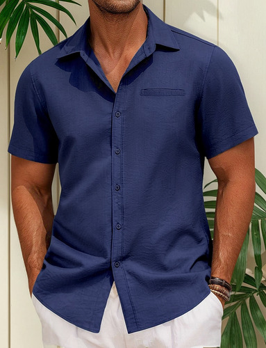Camisa Social Tradicional Manga Corta Hombres No Se Arruga