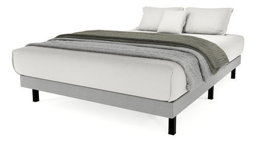 Base De Cama King Size Madera Tapizada Colchones Recamaras Gris