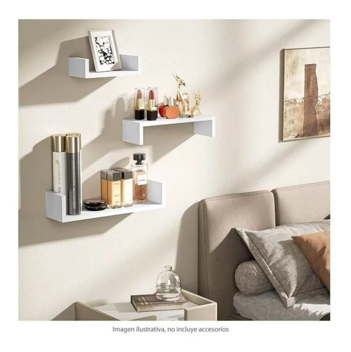 Set 3 Repisas Flotantes De Mdf Blanco