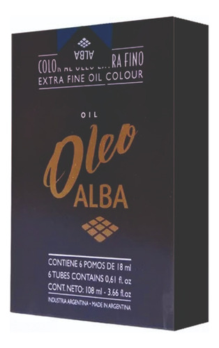 Oleo Extrafino Pintura Alba 18ml Pack X6 Unid