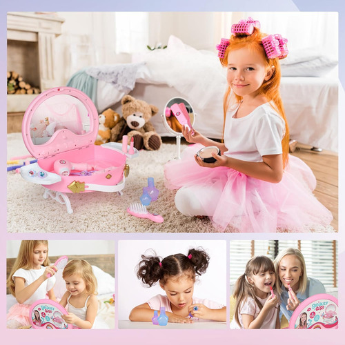 Maquillaje Portátil Para Niñas De 3-7 Años Con Espejo
