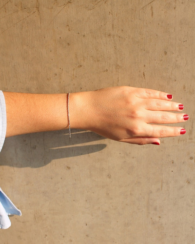 Pulsera Simple Facetada Plata 925 Rodinada Mujer