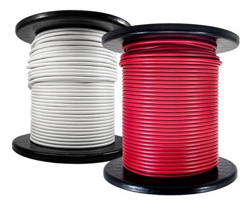 Kit 2 Cables Electricos Cca Calibre 10 Blanco Y Rojo De 50 M