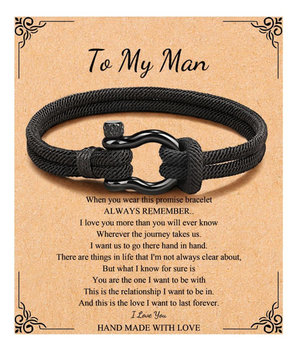Pulsera Negra De Hombre Con Hebilla Herradura Estilo Rústico