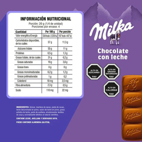 Chocolate Milka Con Leche 80 G