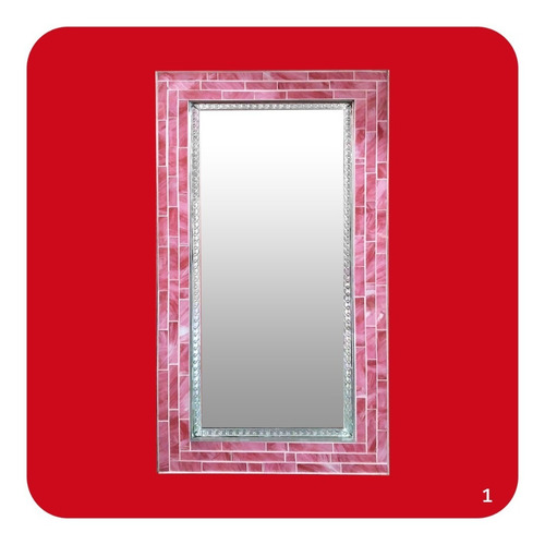 Imagen 1 de 1 de Espejo Rectangular Marco Vidrio-latón Rojo M1 109x59 Cm Spj