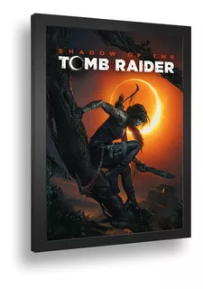 Quadro Emoldurado Poste Shadow Of The Tomb Raider Vidro A3