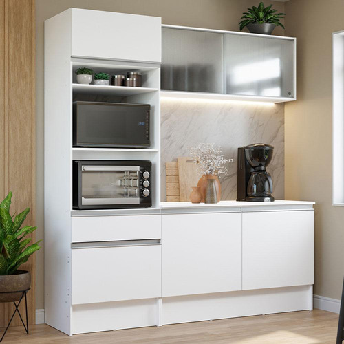 Cocina Integral Completa Modular Compacto Madesa Topazio 180cm Color Blanco