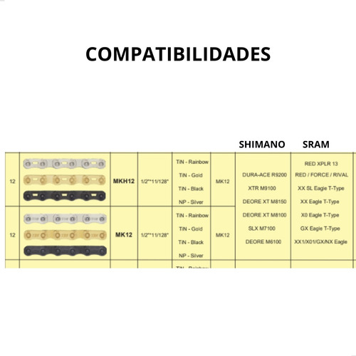Corrente Ybn 12v T-type Flattop 126 Links Serve Shimano