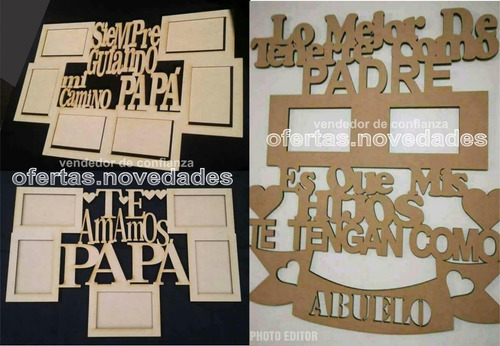 Pack Corte Laser Portaretratos Dia Del Padre Vector Para Cnc